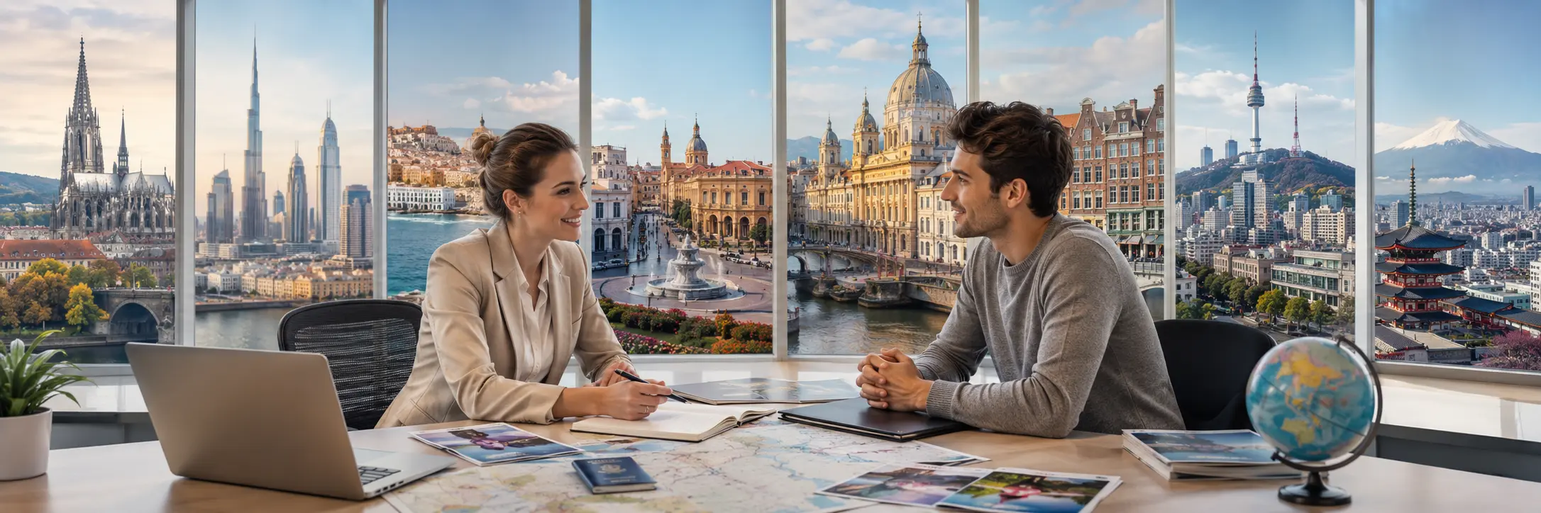Overseas education consultant helping a student plan study abroad