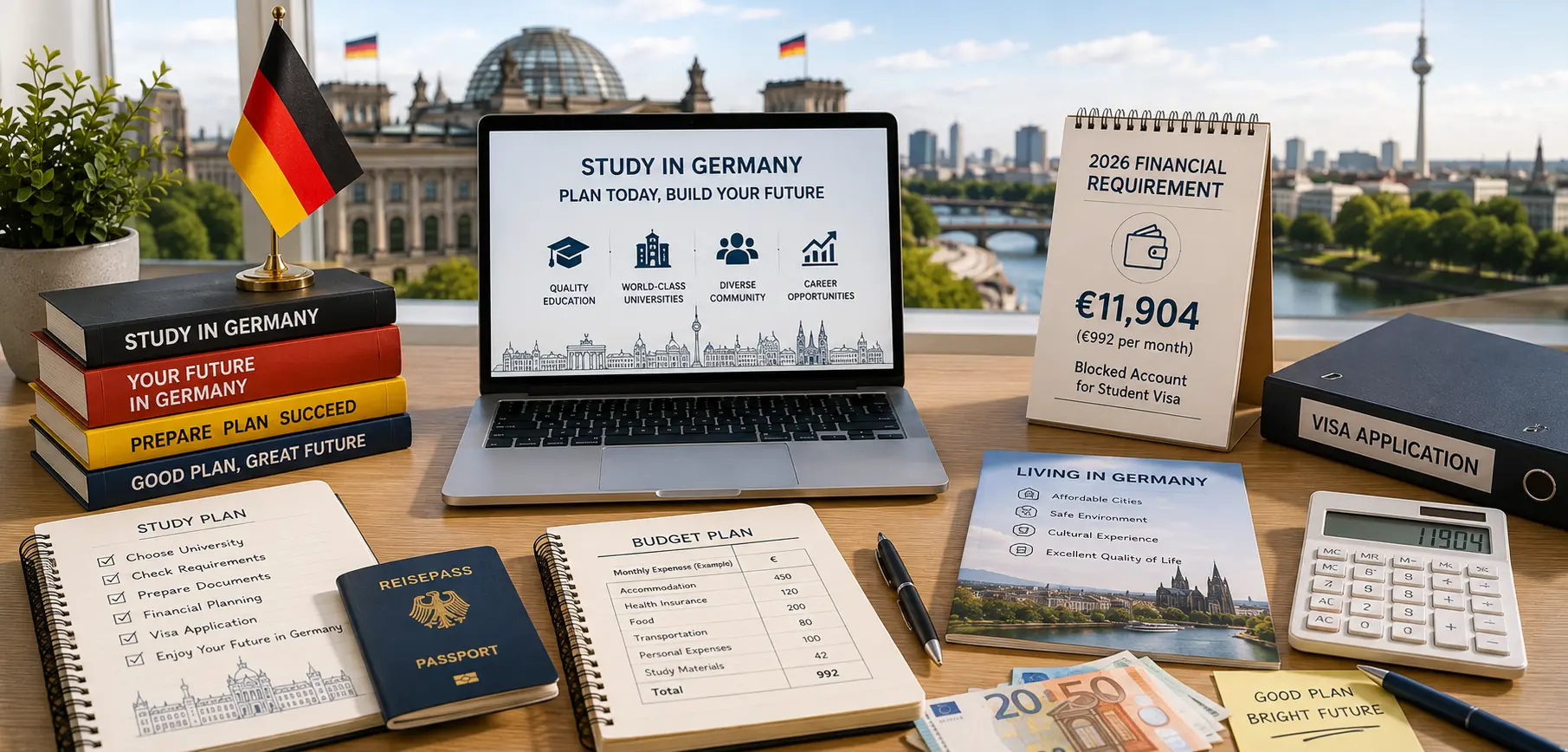 Student calculating how much money is required for a German student visa